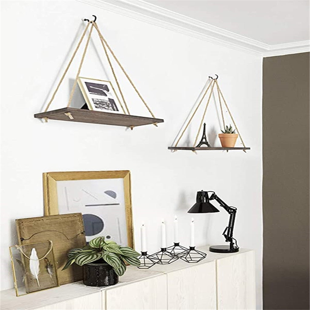 Wood Rope Floating Shelves